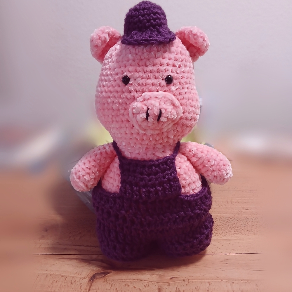 Handmade Crocheted Plushie Pig